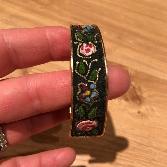 Vintage Pilgrim Hinged Bangle Flower Rose Watch